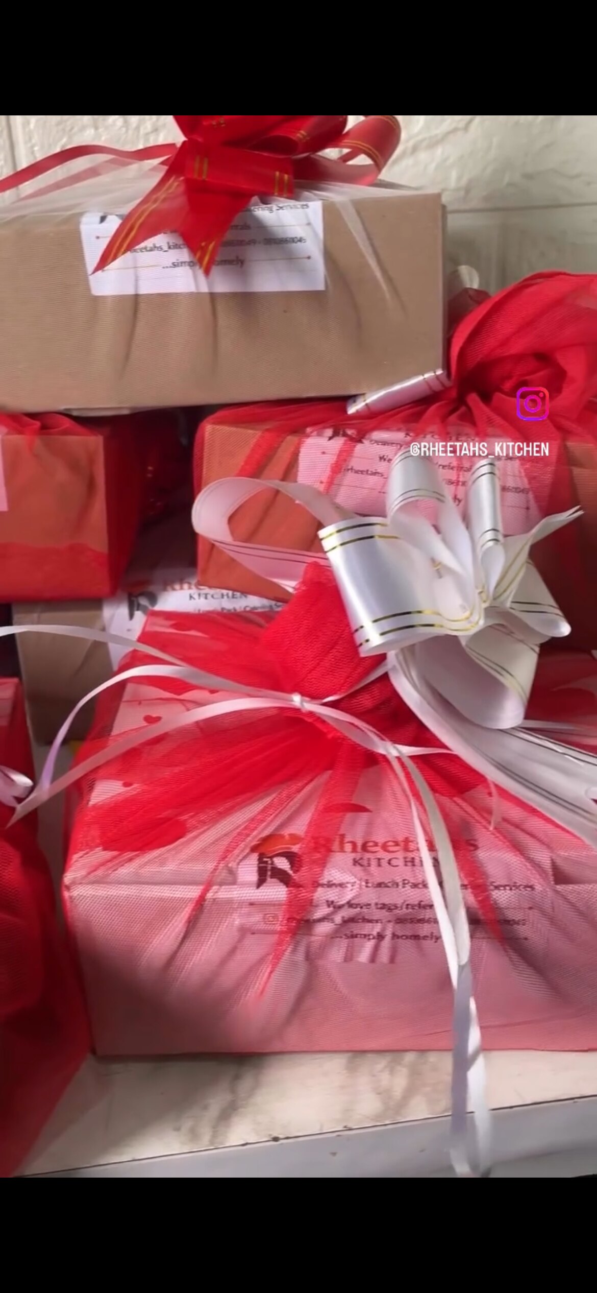 Gift-wrapped boxes